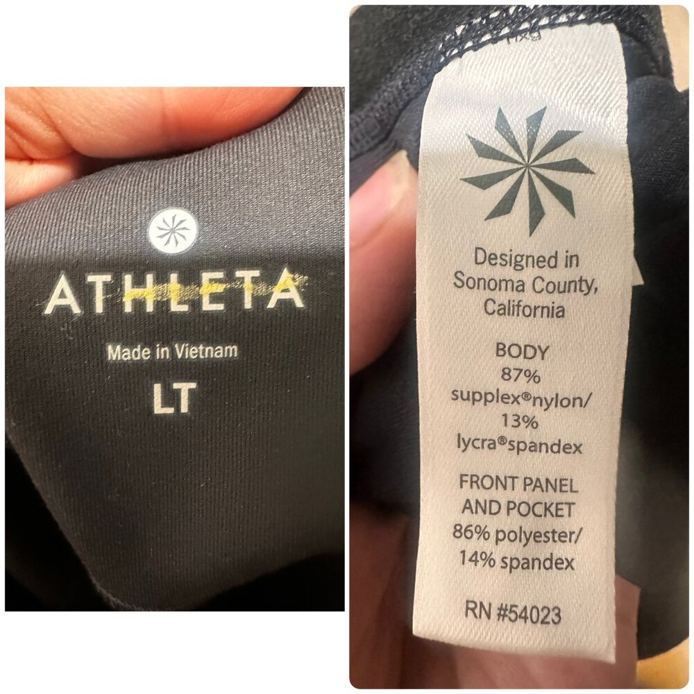 Athleta Chaturanga Faux Leather Leggings Womens Tall Large Black Goth Activewear - Picture 5 of 16